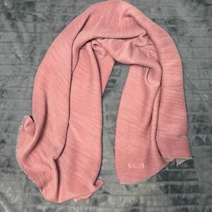 Suzy Levian Scarf Womens OS Pink Grey Reversible Pleated Ribbed Wrap Accessory
